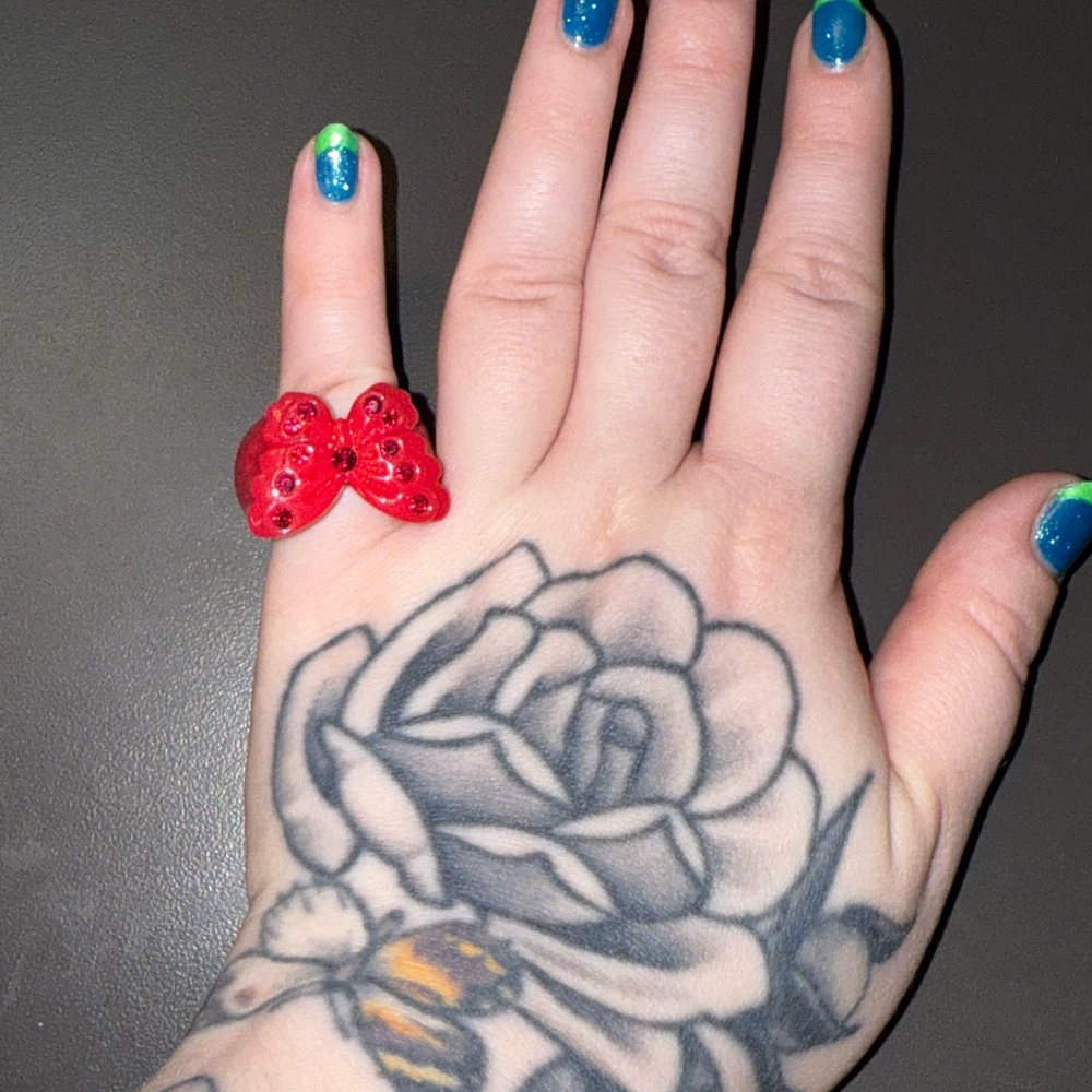 Beautiful Anna Sui Red Butterfly Ring with Gems - Picture 4 of 4